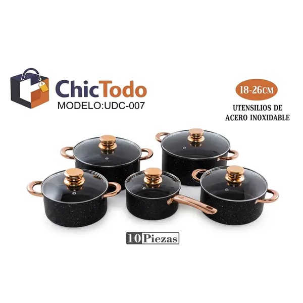 Batería de cocina 10 piezas acero inoxidable NHO