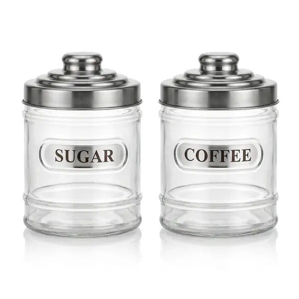 Set de 2 bocales Azúcar y Café Glaze, 370 ml