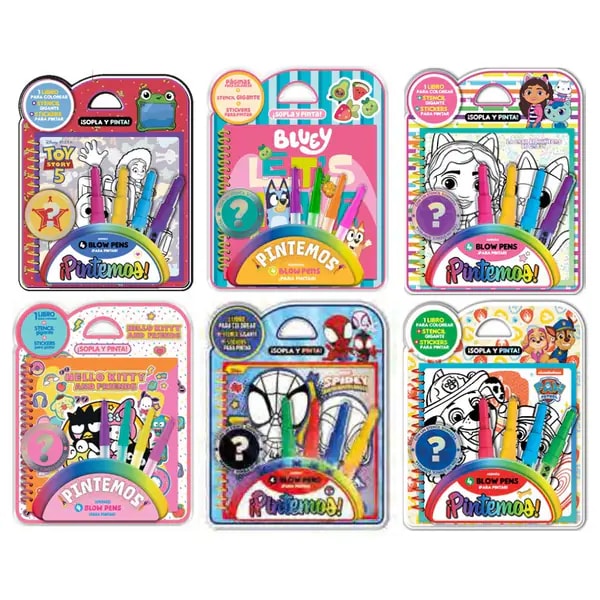 Libro para colorear Sopla y Pinta con stencil y stickers